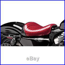 Le Pera Red Pleated Bare Bones Solo Seat 07-09 Harley Sportster with 3.3 Gal Tank